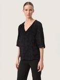 Soaked In Luxury Felisia Floral Chiffon Jacquard Top, Black