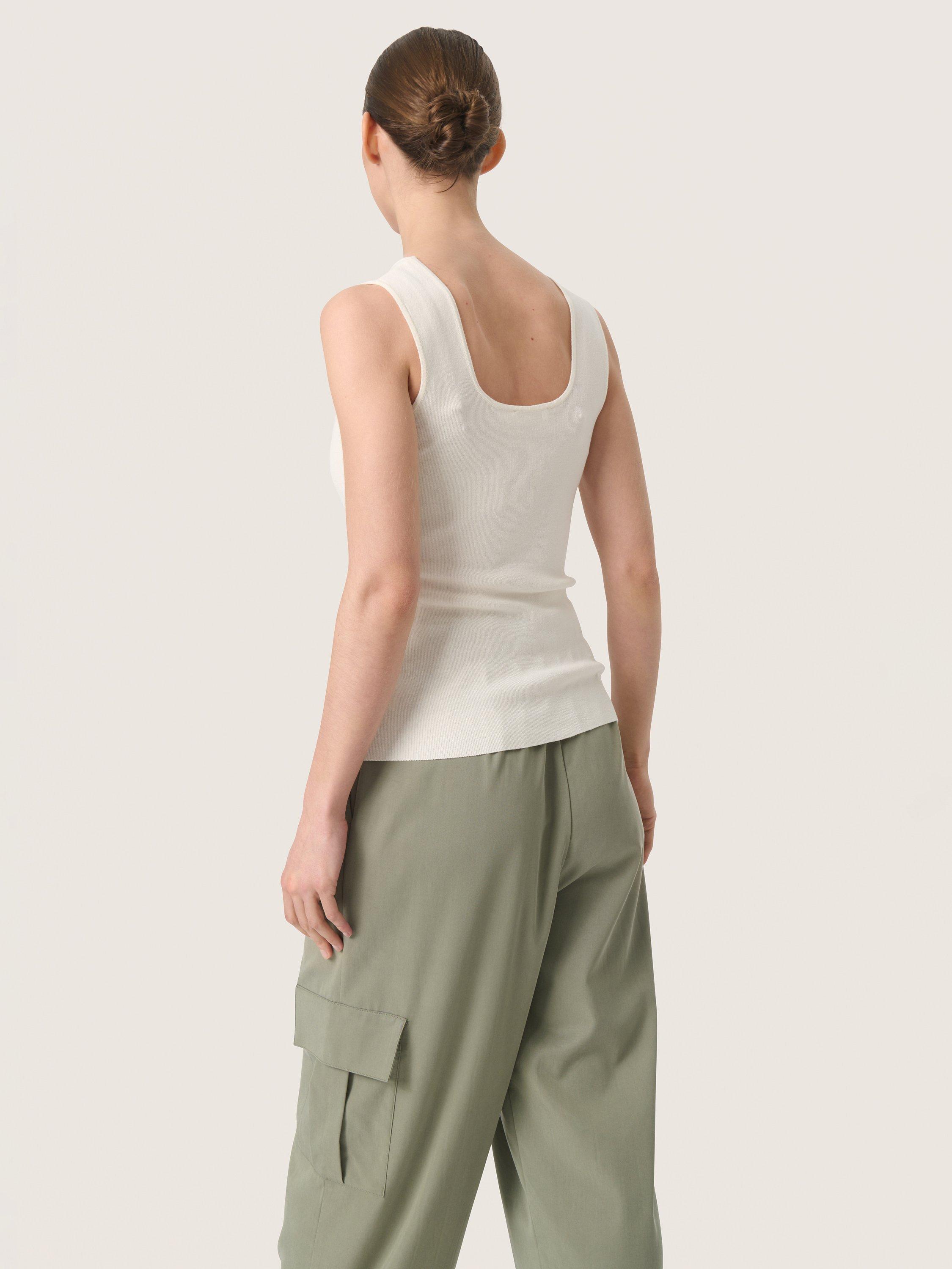 Product image 2 of 5, which shows Soaked In Luxury Indianna Knit Tank Top, Whisper White, M