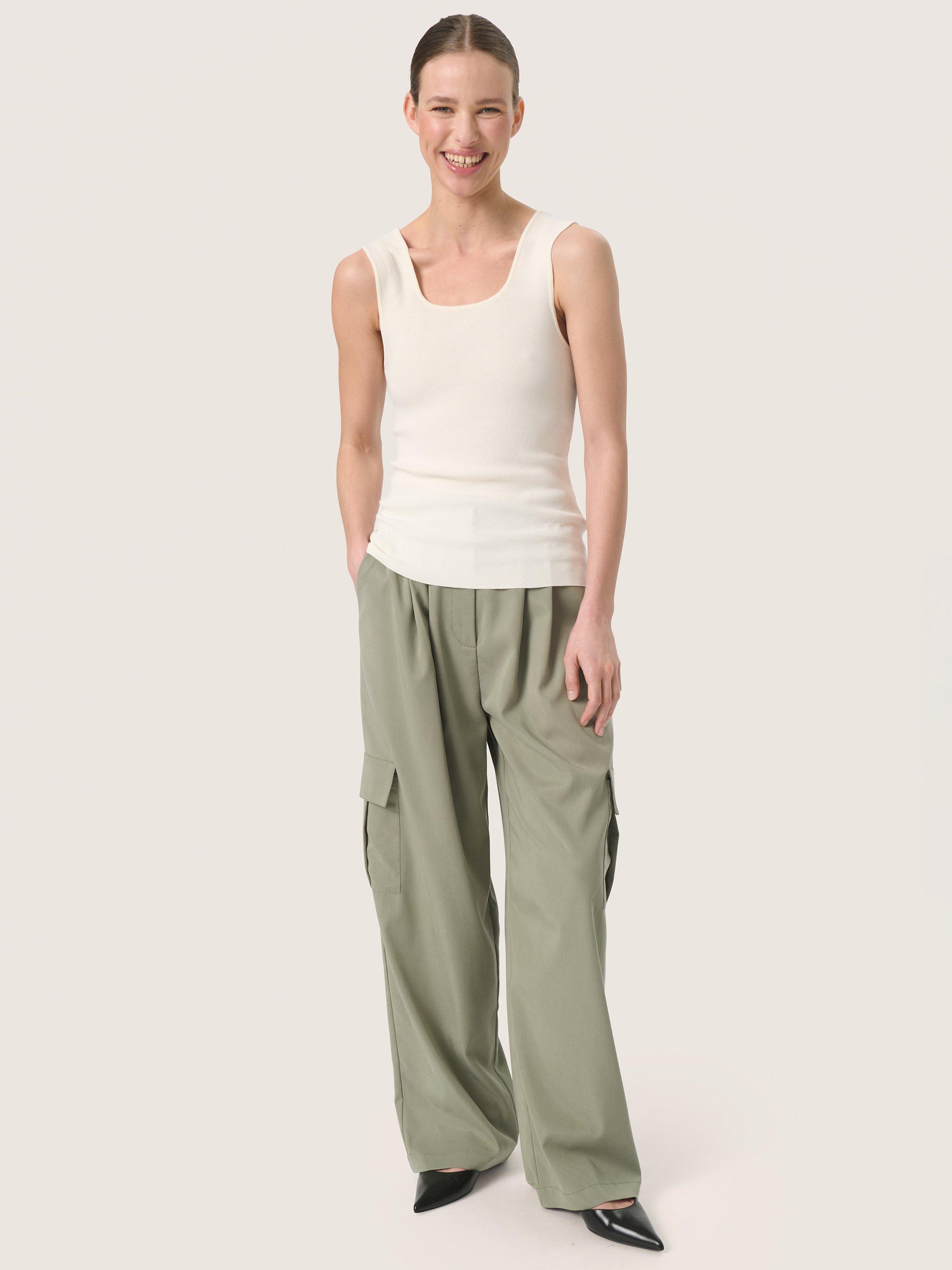 Product image 3 of 5, which shows Soaked In Luxury Indianna Knit Tank Top, Whisper White, M