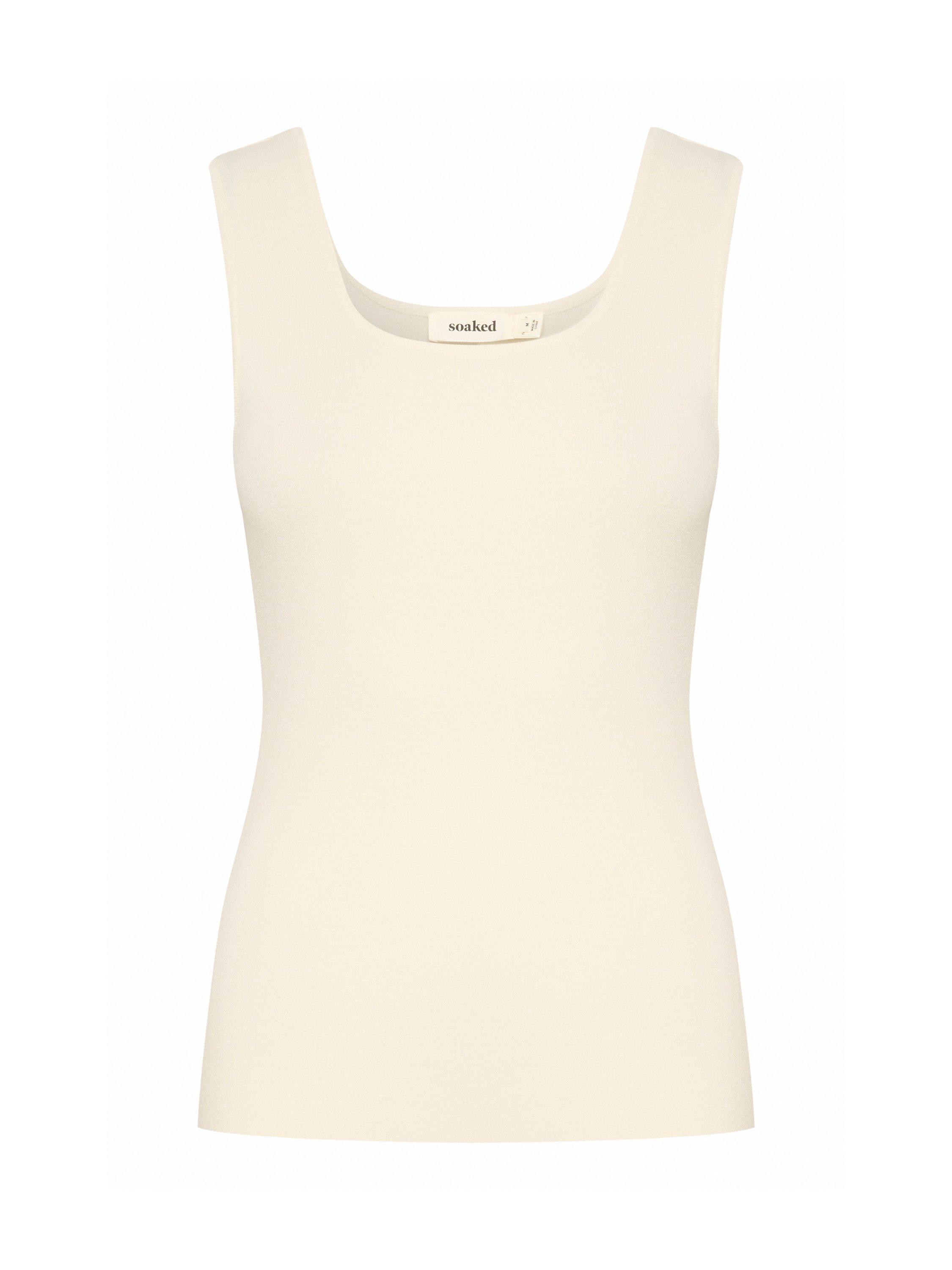 Product image 4 of 5, which shows Soaked In Luxury Indianna Knit Tank Top, Whisper White, M