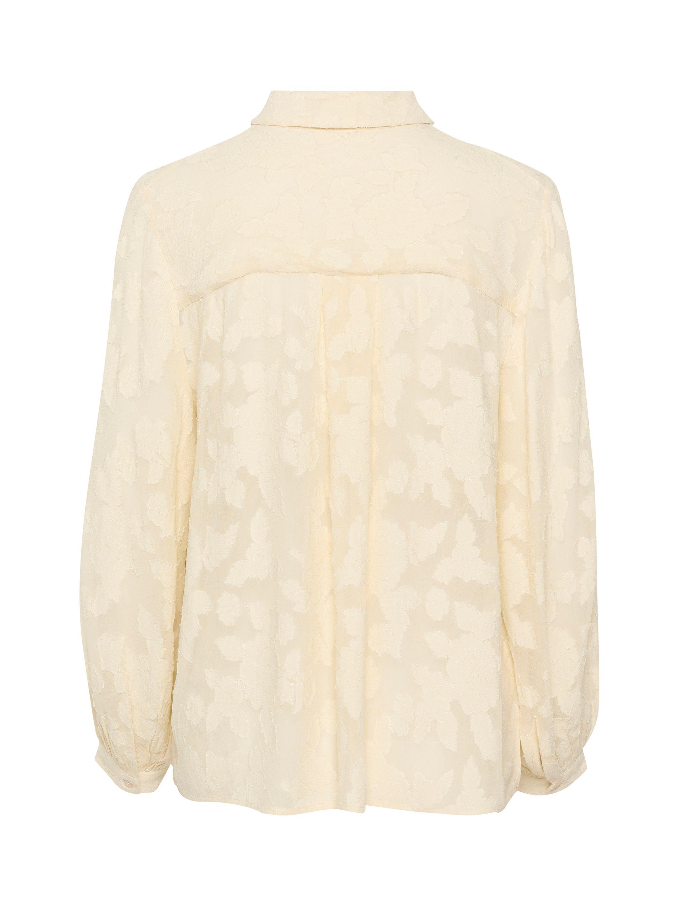 Product image 5 of 5, which shows Soaked In Luxury Felisia Floral Jacquard Chiffon Top, Sandshell, XS