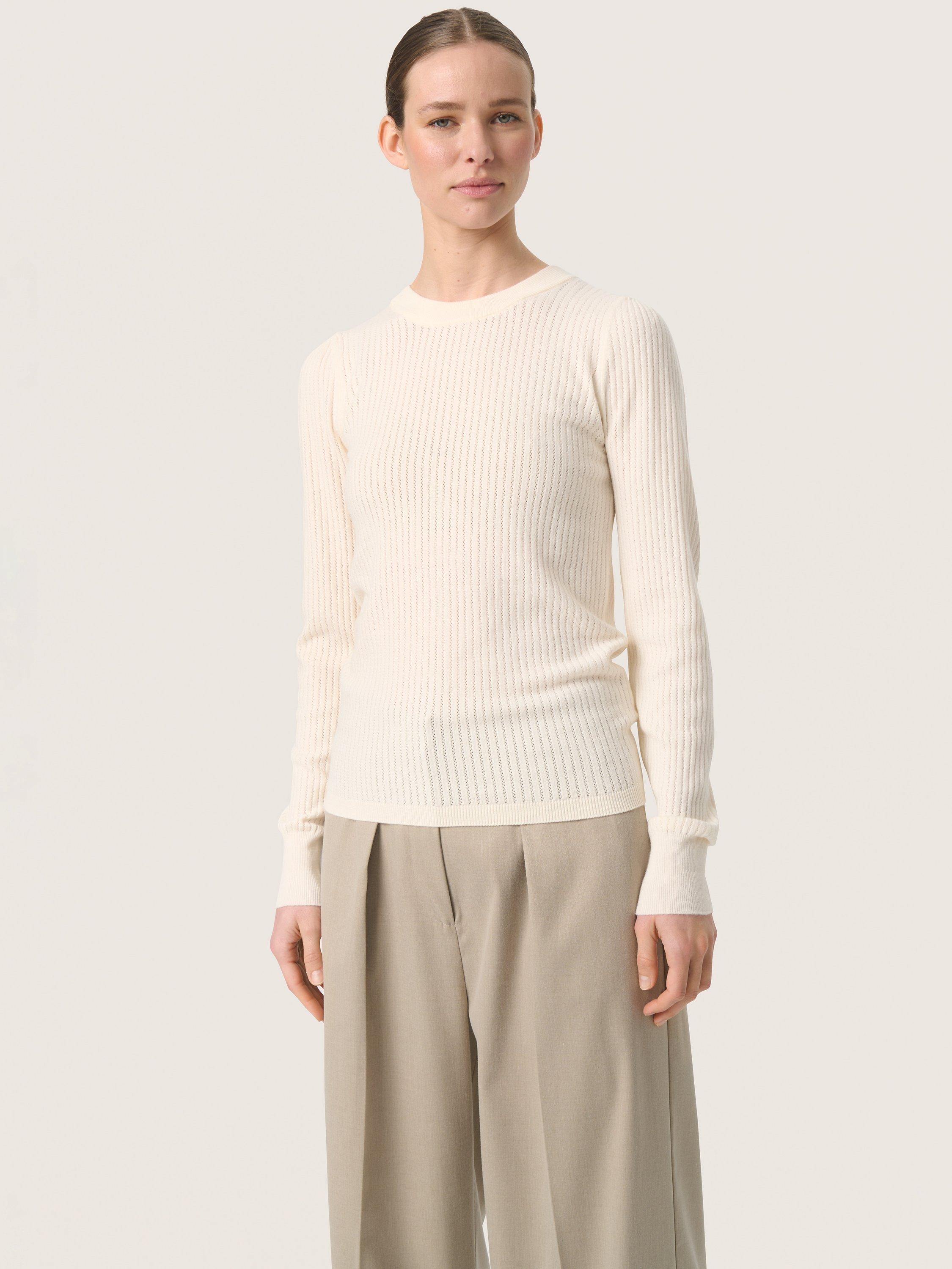 Product image 1 of 6, which shows Soaked In Luxury Spina Ribbed Jumper, Whisper White, XS