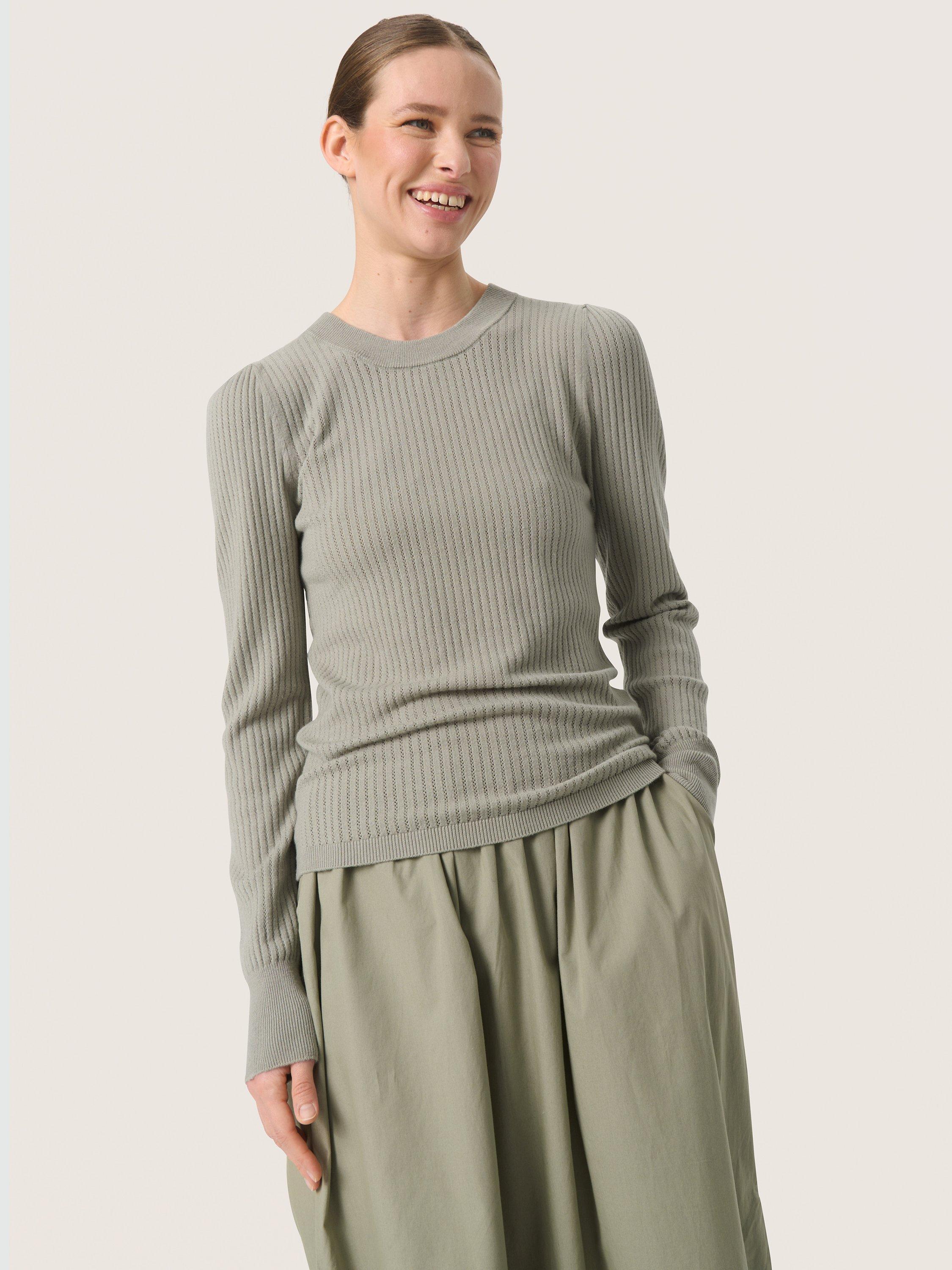 Soaked In Luxury Spina Ribbed Jumper, Grey, XS