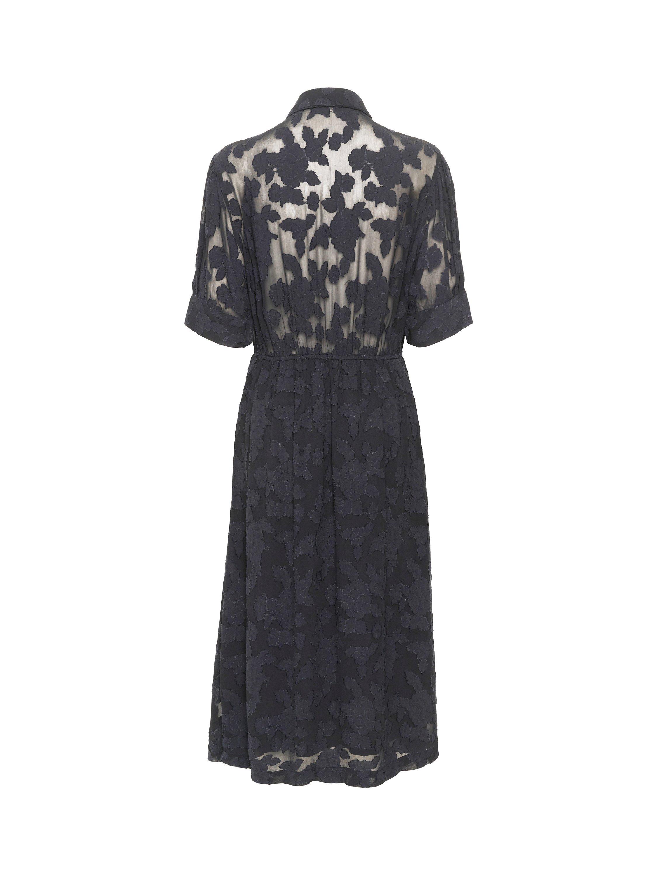 Product image 5 of 5, which shows Soaked In Luxury Felisia Sheer Floral Jacquard Dress, Black, XS