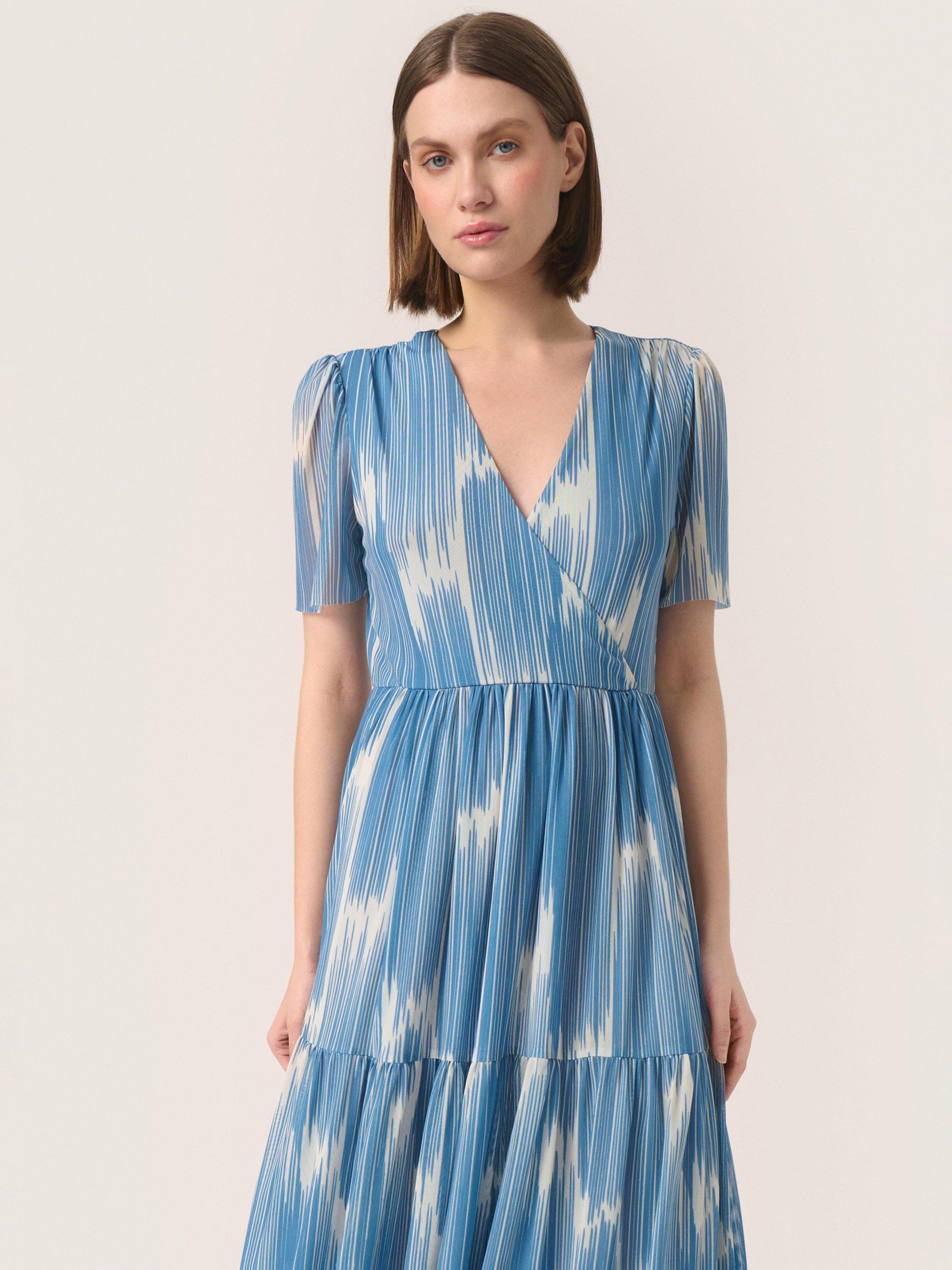Product image 1 of 5, which shows Soaked In Luxury Aldora Print Dress, Blue/Ivory, M