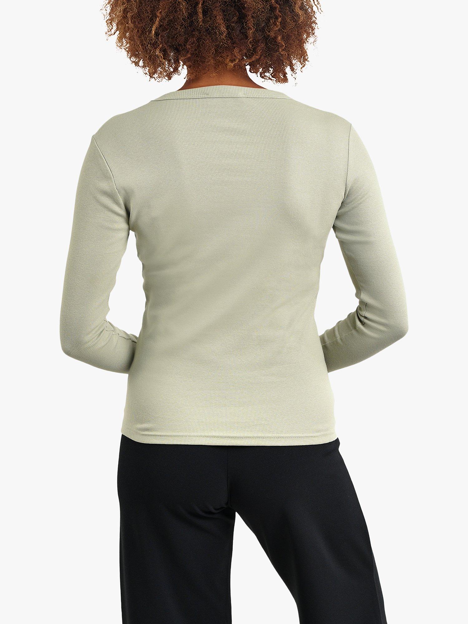 Product image 2 of 4, which shows Sisters Point Eike Slim Fit Ribbed Top, Light Khaki, XS