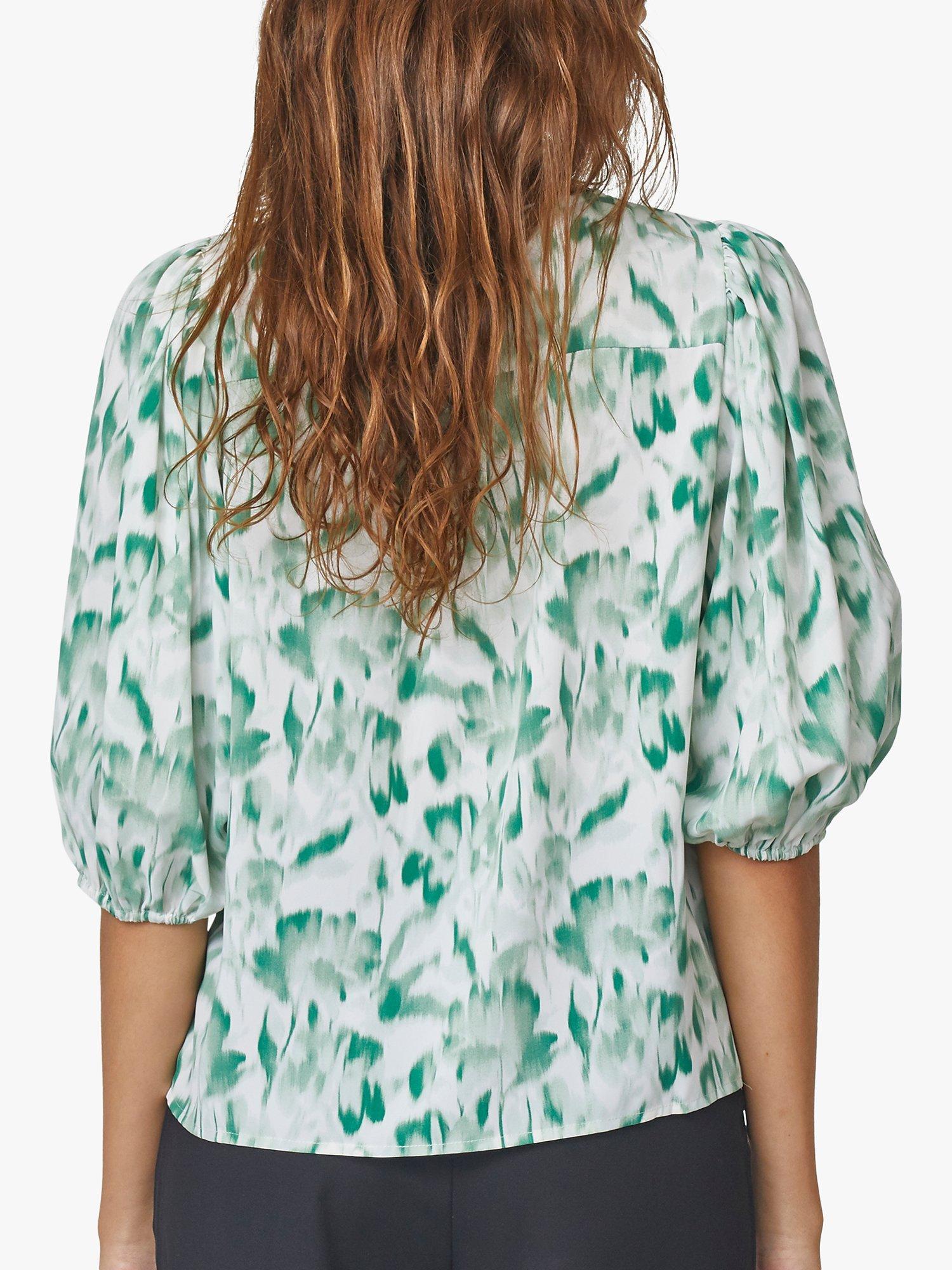 Product image 2 of 4, which shows Sisters Point Ventia Abstract Floral Top, Green/White, XS