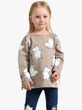 Lindex Kids' Organic Cotton Printed Long Sleeve Top, Dusty Beige