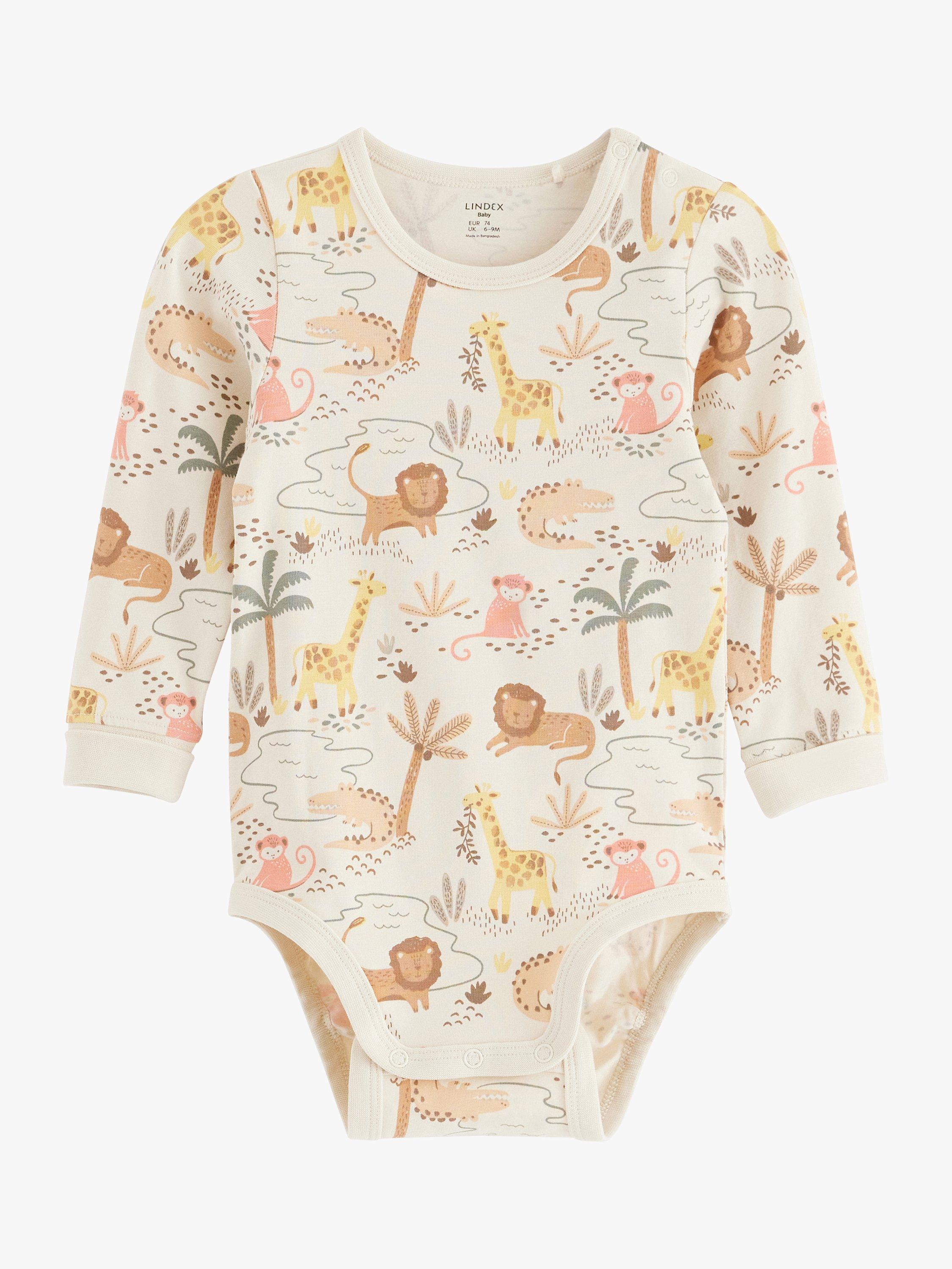 Lindex Baby Organic Cotton Blend Printed Bodysuit Light Beige