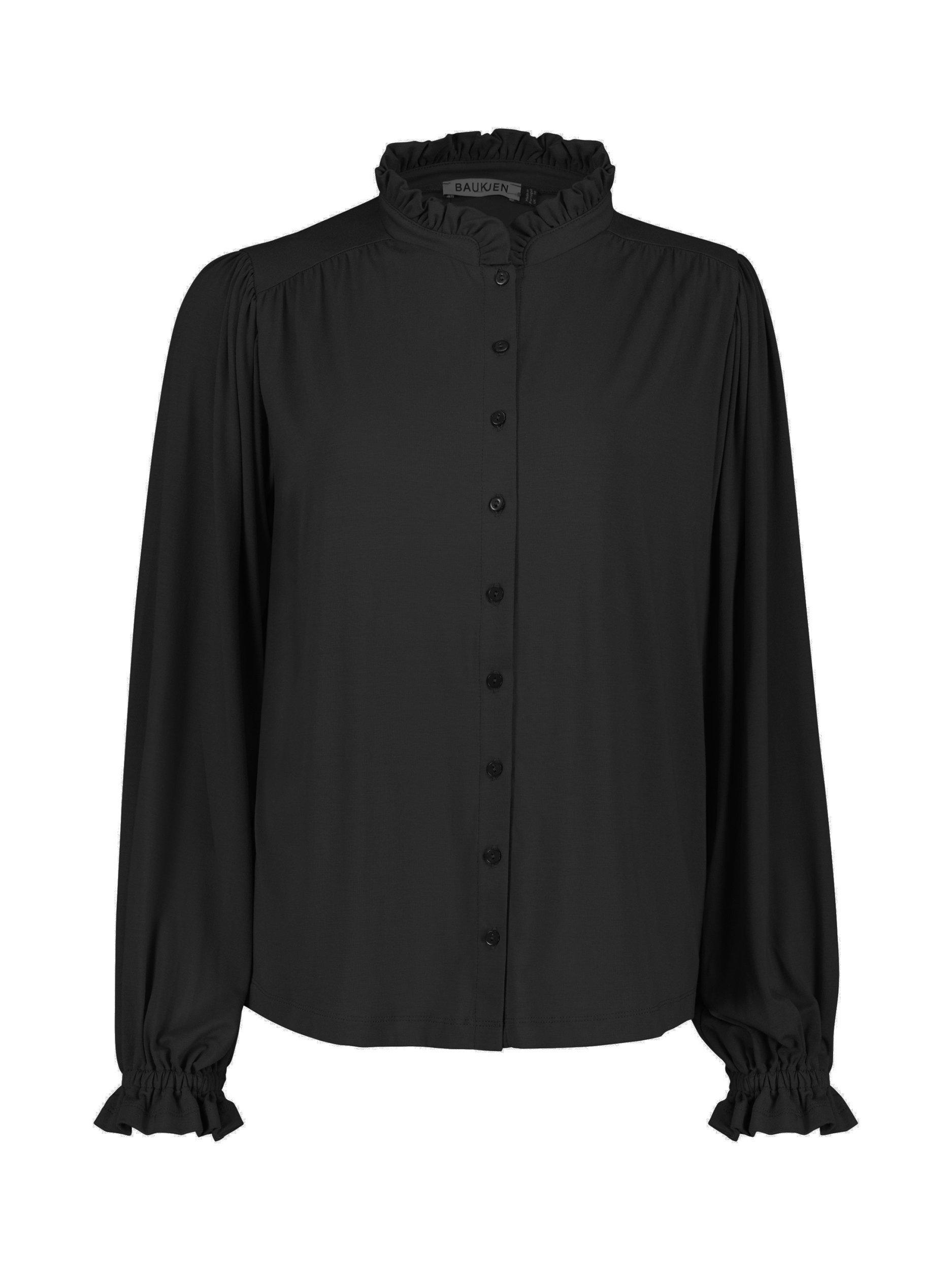 Product image 5 of 5, which shows Baukjen Sima Frill Detail Blouse, Caviar Black, 6