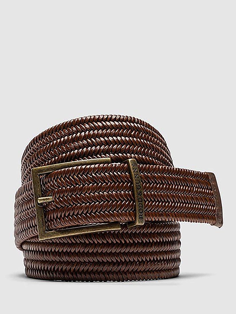 Product image 1 of 3, which shows Rodd & Gunn Stirling Leather Stretch Belt, Cognac, S