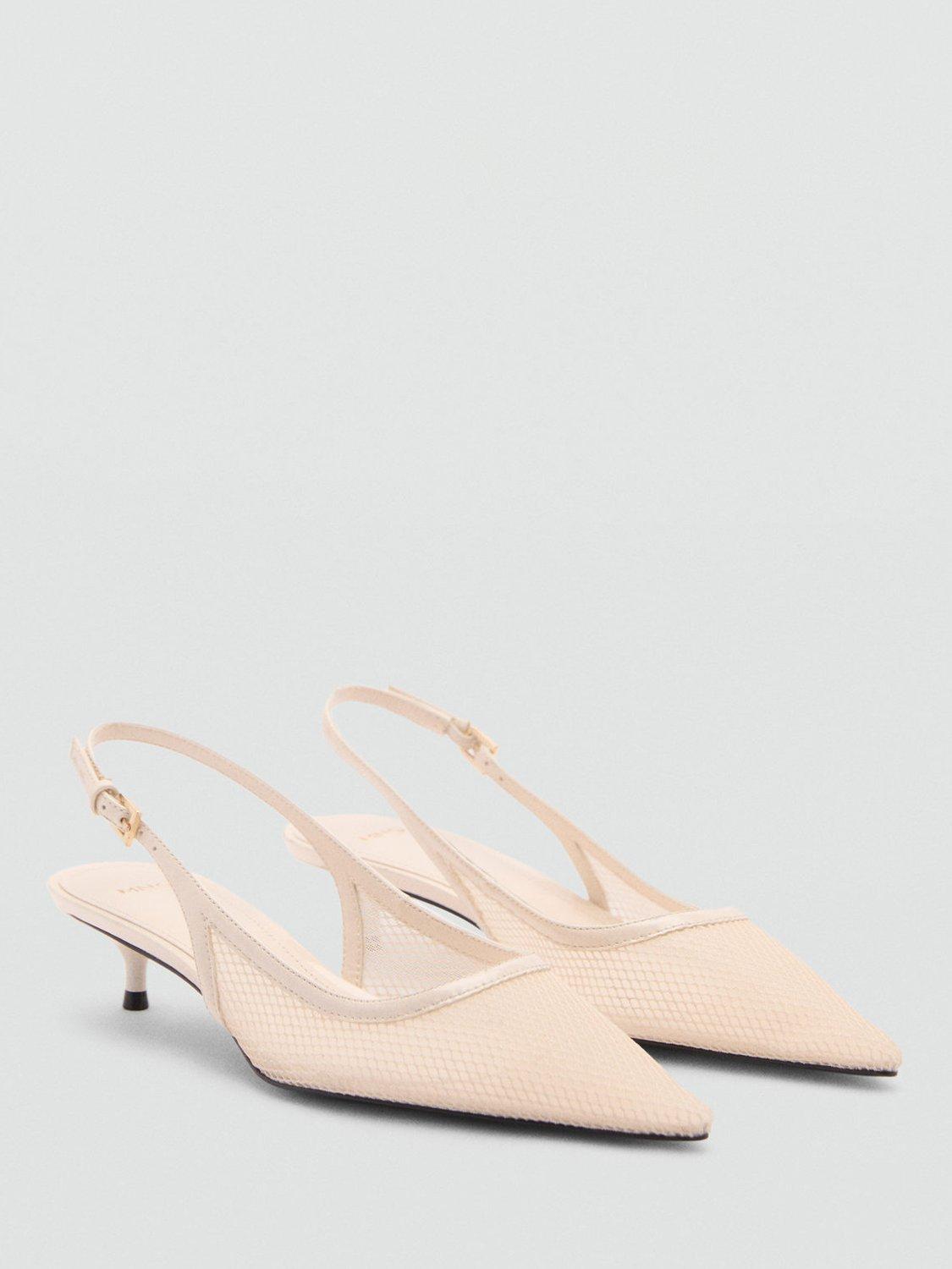 Mango Honey Mesh Kitten Heel Court Shoes