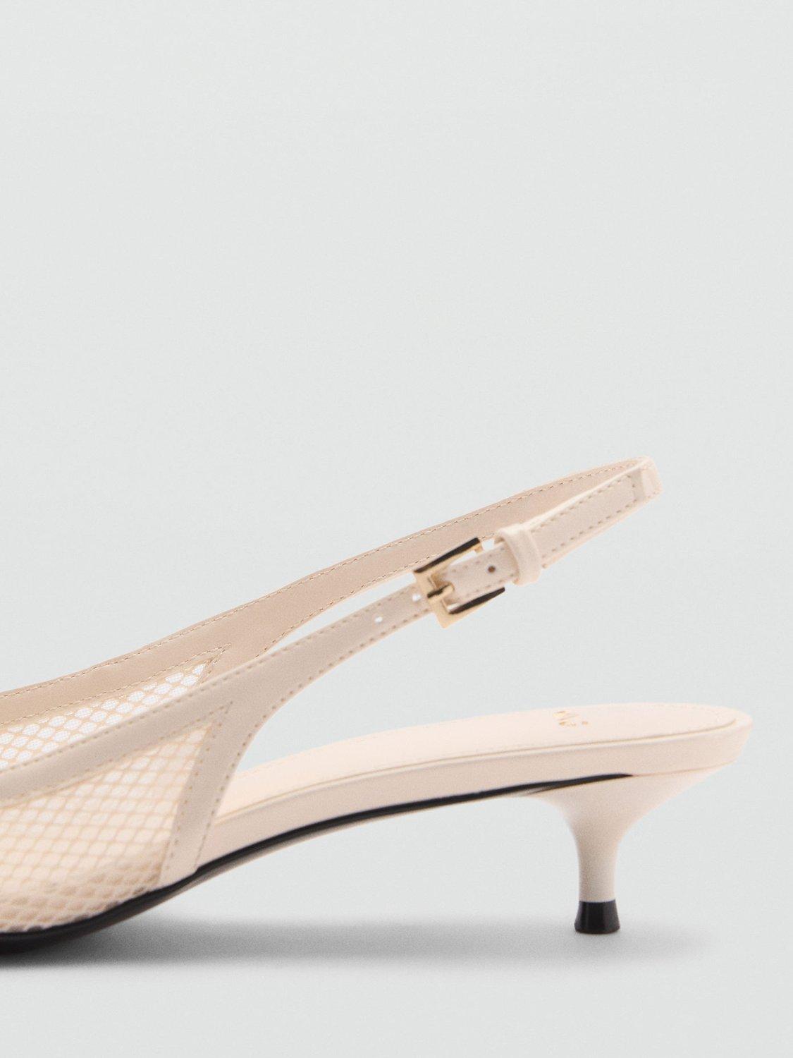 Mango Honey Mesh Kitten Heel Court Shoes