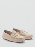 Mango Moi Leather Mocassins, Light Beige