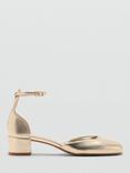 Mango Alexa Metallic Low Heeled Sandals, Gold