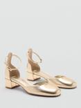 Mango Alexa Metallic Low Heeled Sandals, Gold