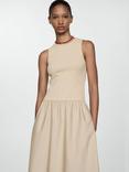 Mango Valvi Cotton Midi Dress, Beige