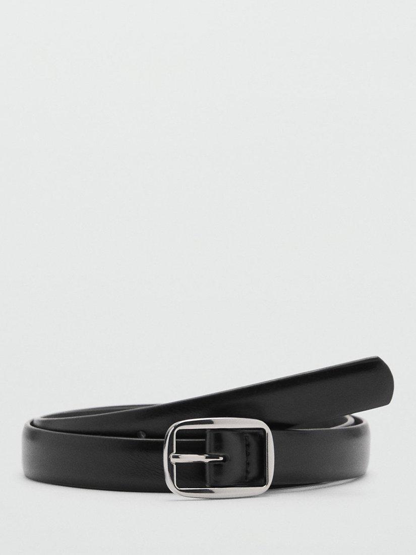 Mango Massi Square Buckle Belt, Black
