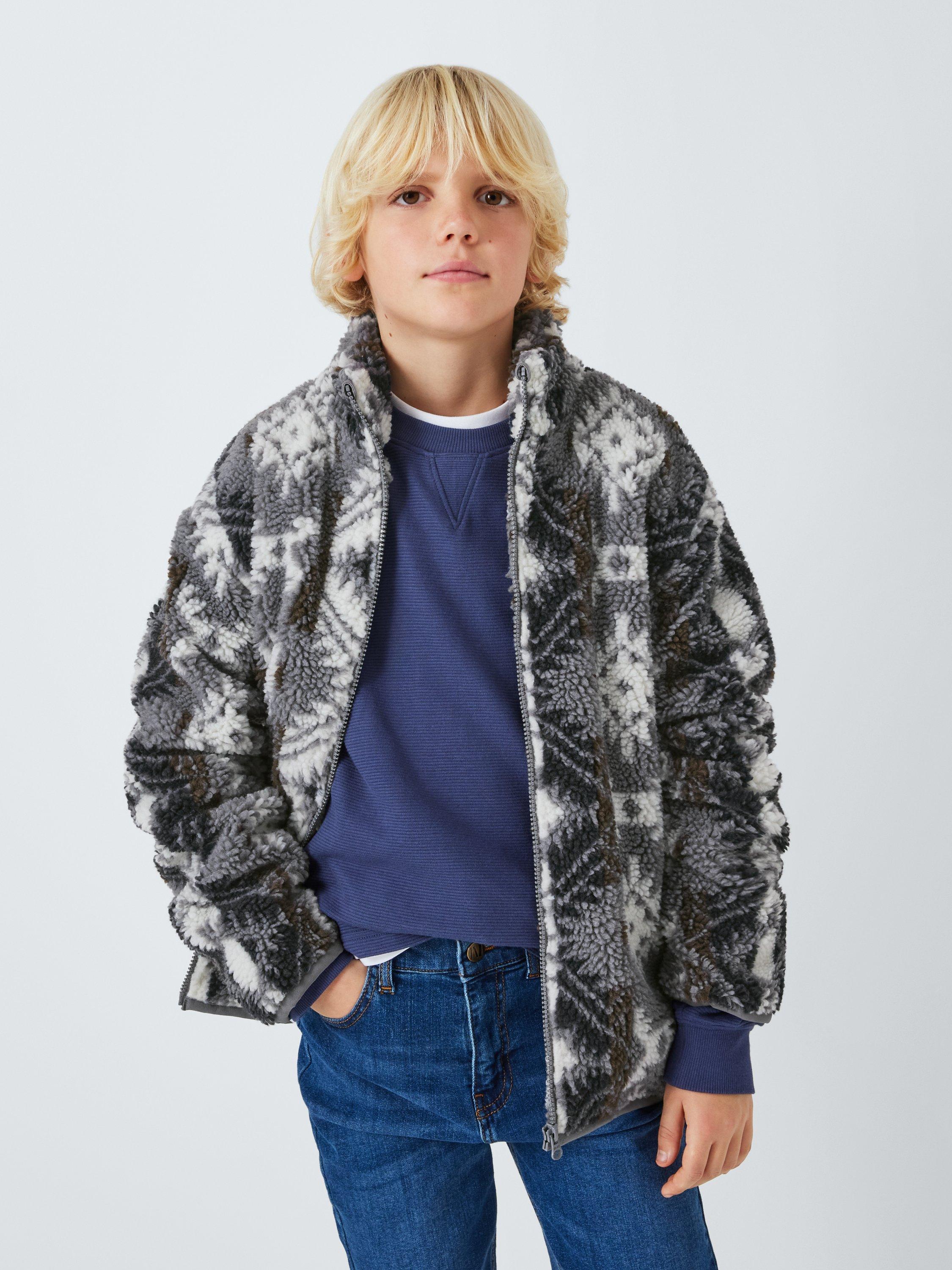 John Lewis Kids' Geometric Zip Through Fleece Jacket, Multi