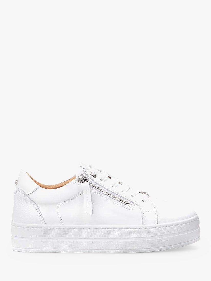 Moda in Pelle Abbiy Leather Platform Trainers, White