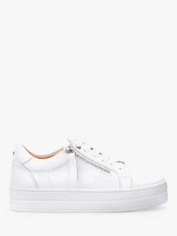 Moda in Pelle Abbiy Leather Platform Trainers, White, White