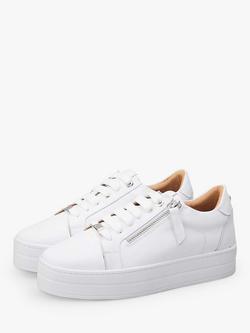 Moda in Pelle Abbiy Leather Platform Trainers, White - view 2, White