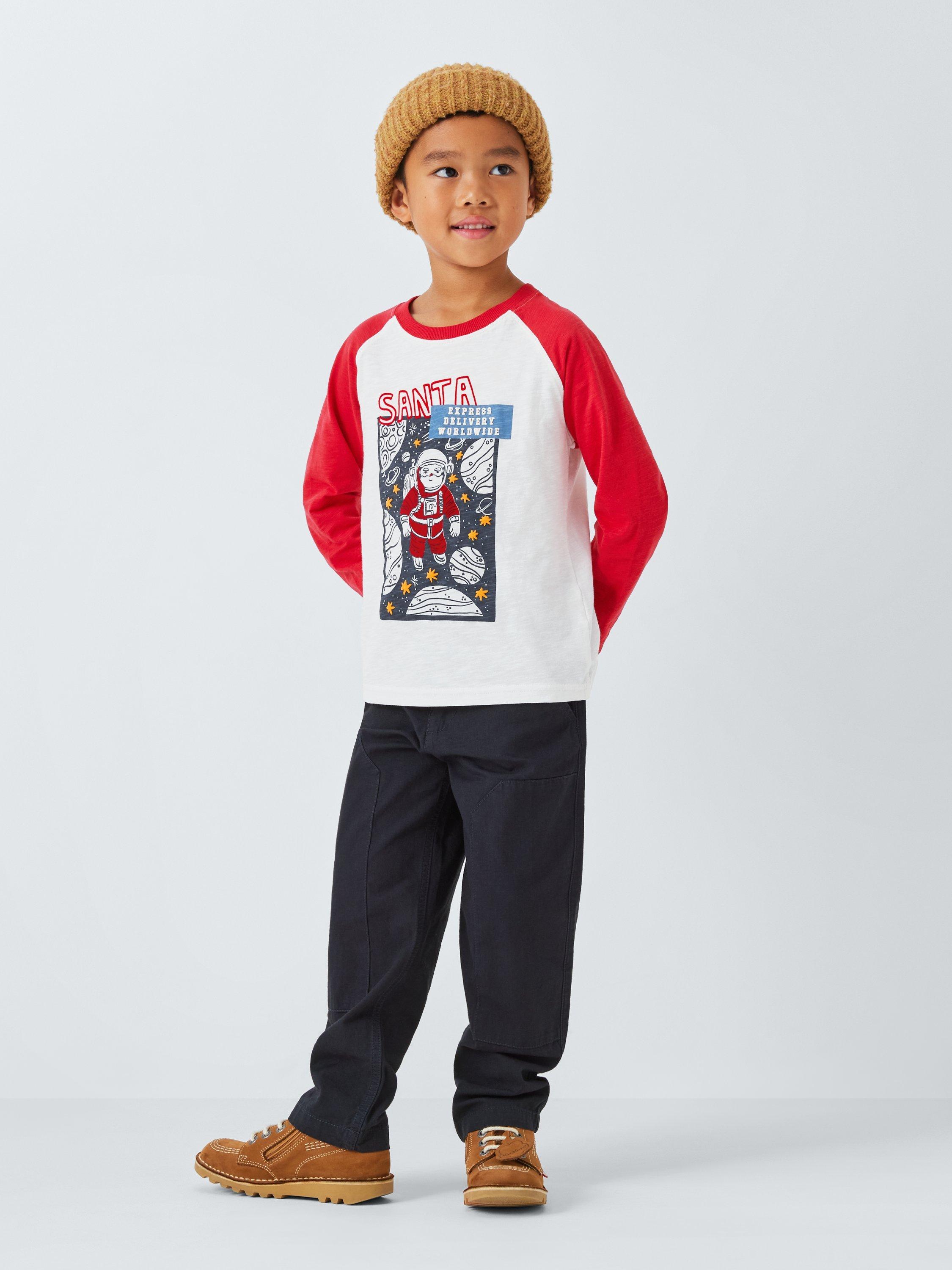 Product image 2 of 7, which shows John Lewis Kids' Christmas Santa Space Top, Red, 2 years