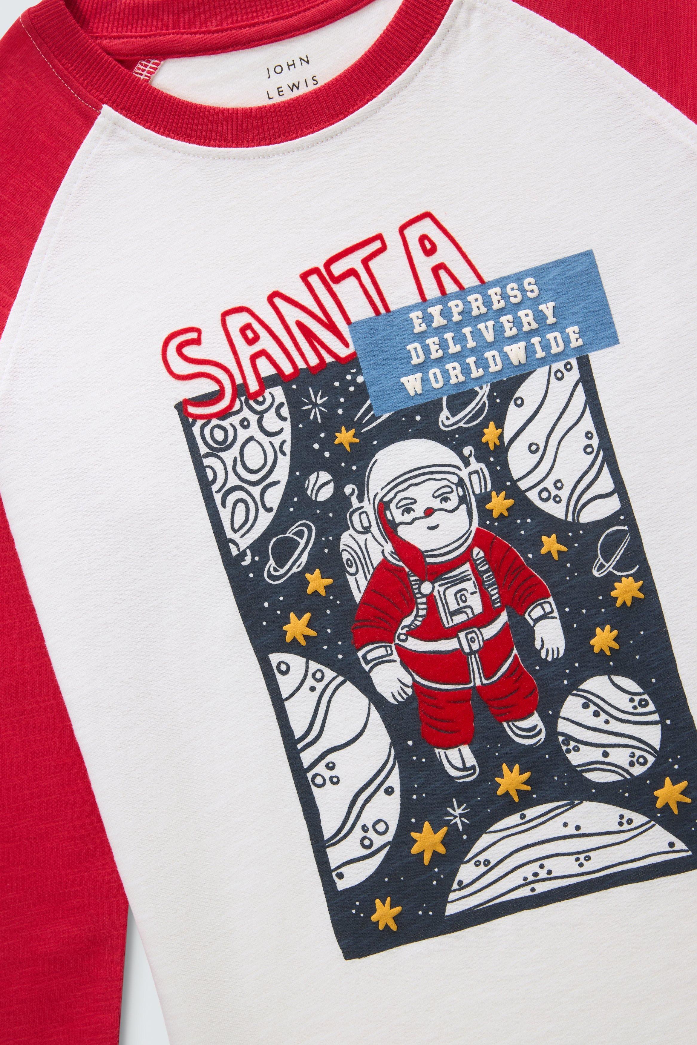 Product image 6 of 7, which shows John Lewis Kids' Christmas Santa Space Top, Red, 2 years