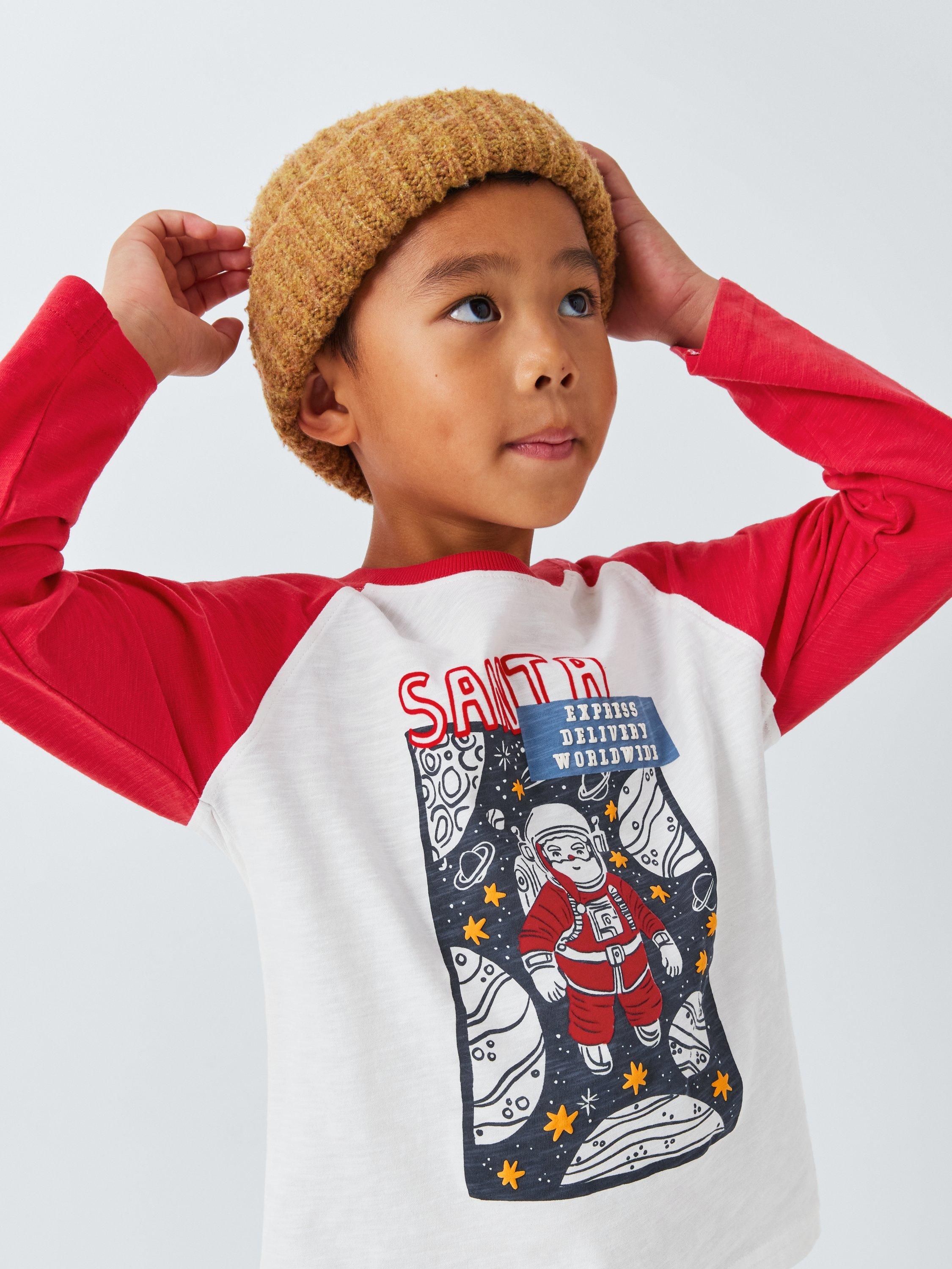 Product image 4 of 7, which shows John Lewis Kids' Christmas Santa Space Top, Red, 2 years