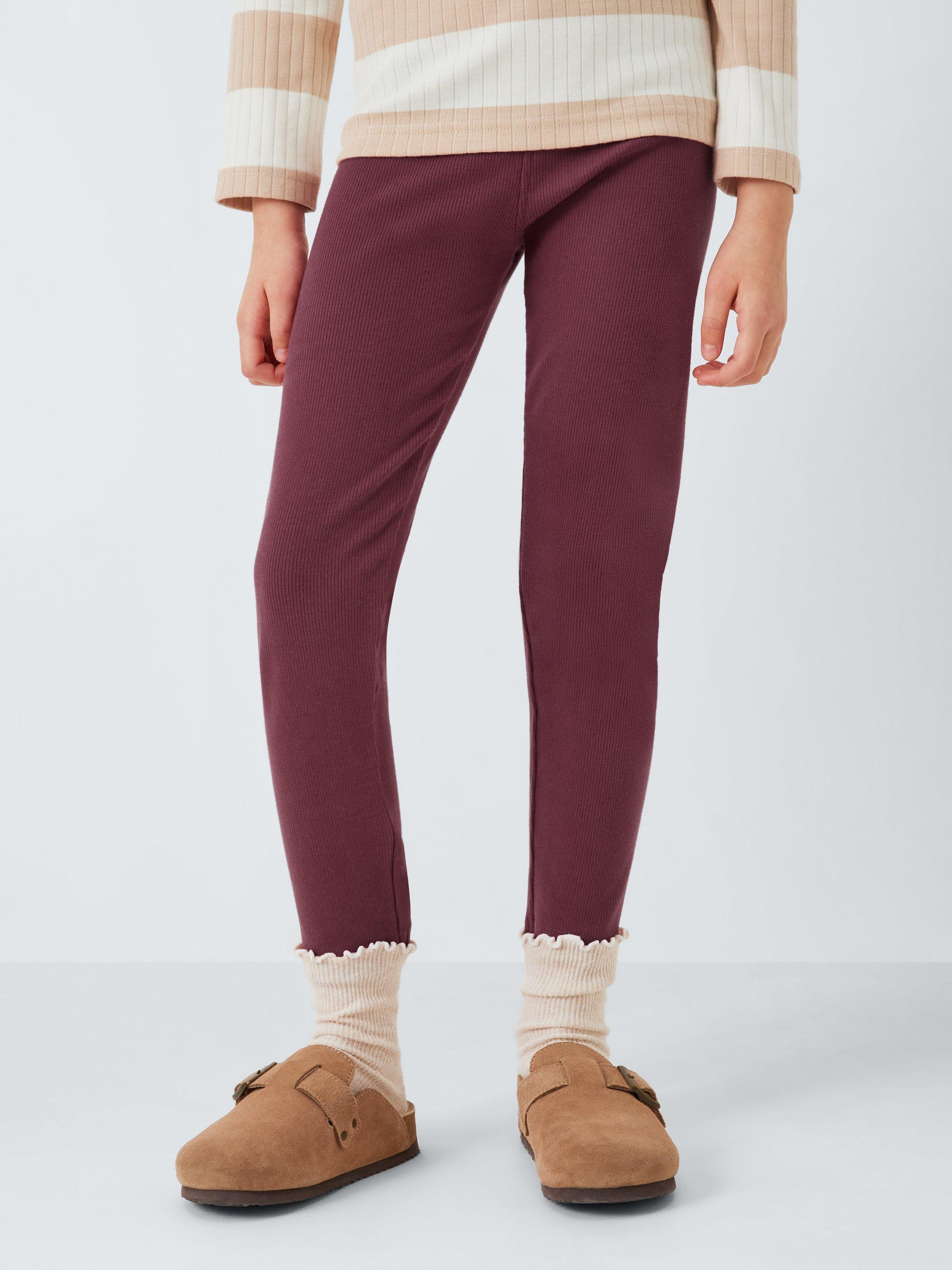 John Lewis ANYDAY Kids' Ribbed Leggings, Maroon