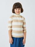 John Lewis ANYDAY Kids' Stripe Ribbed Top, Cream/Beige