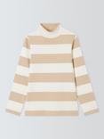 John Lewis ANYDAY Kids' Stripe Ribbed Top, Cream/Beige