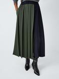 Weekend MaxMara Managua Pleated Wool Blend Midi Skirt, Navy/Green