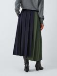 Weekend MaxMara Managua Pleated Wool Blend Midi Skirt, Navy/Green