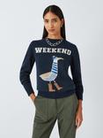 Weekend MaxMara Ombrosa Duck Alpaca Wool Blend Jumper, Navy