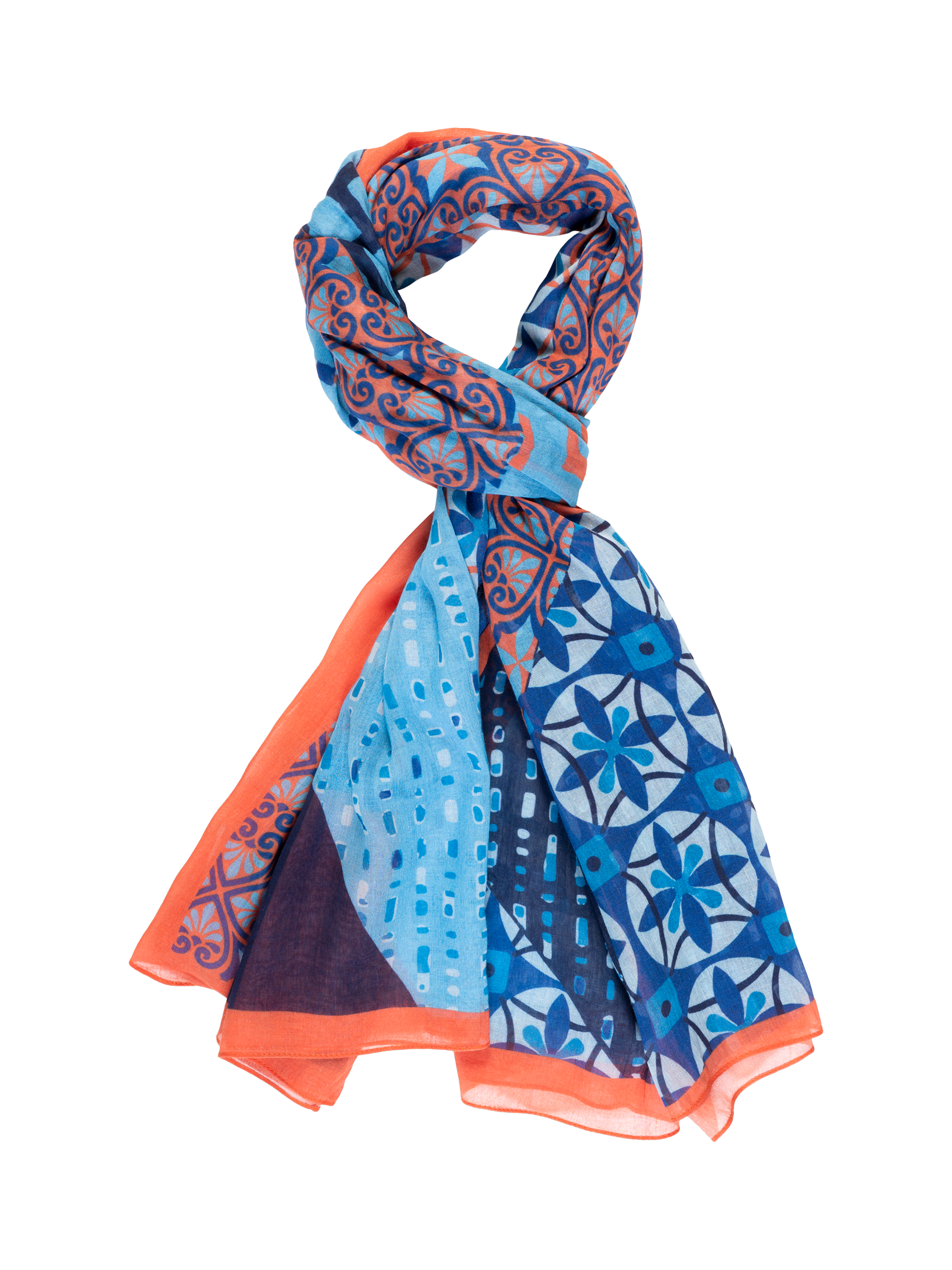 Product image 1 of 5, which shows chesca Patchwork Tile Scarf, Multi