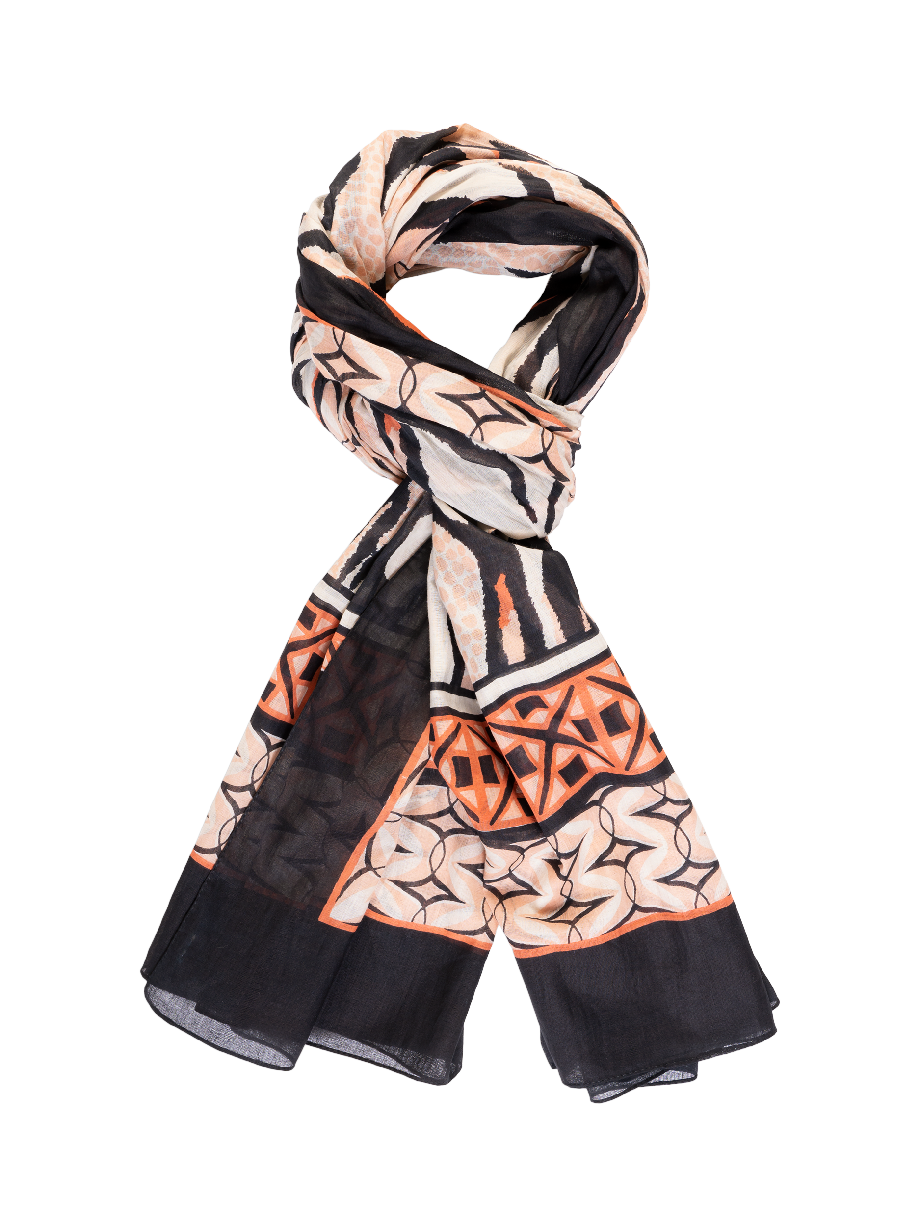 Product image 1 of 3, which shows chesca Mosaic Border Scarf, Multi