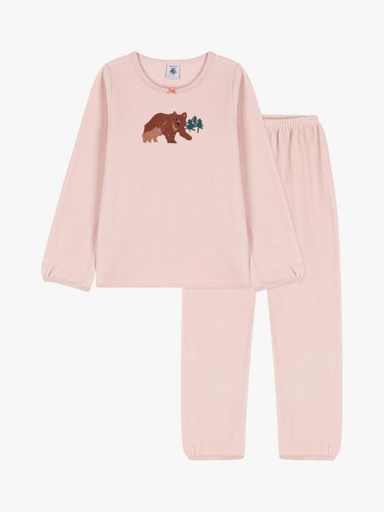 Petit Bateau Kids' Velour Pyjama Set, Saline Pink, Saline Pink
