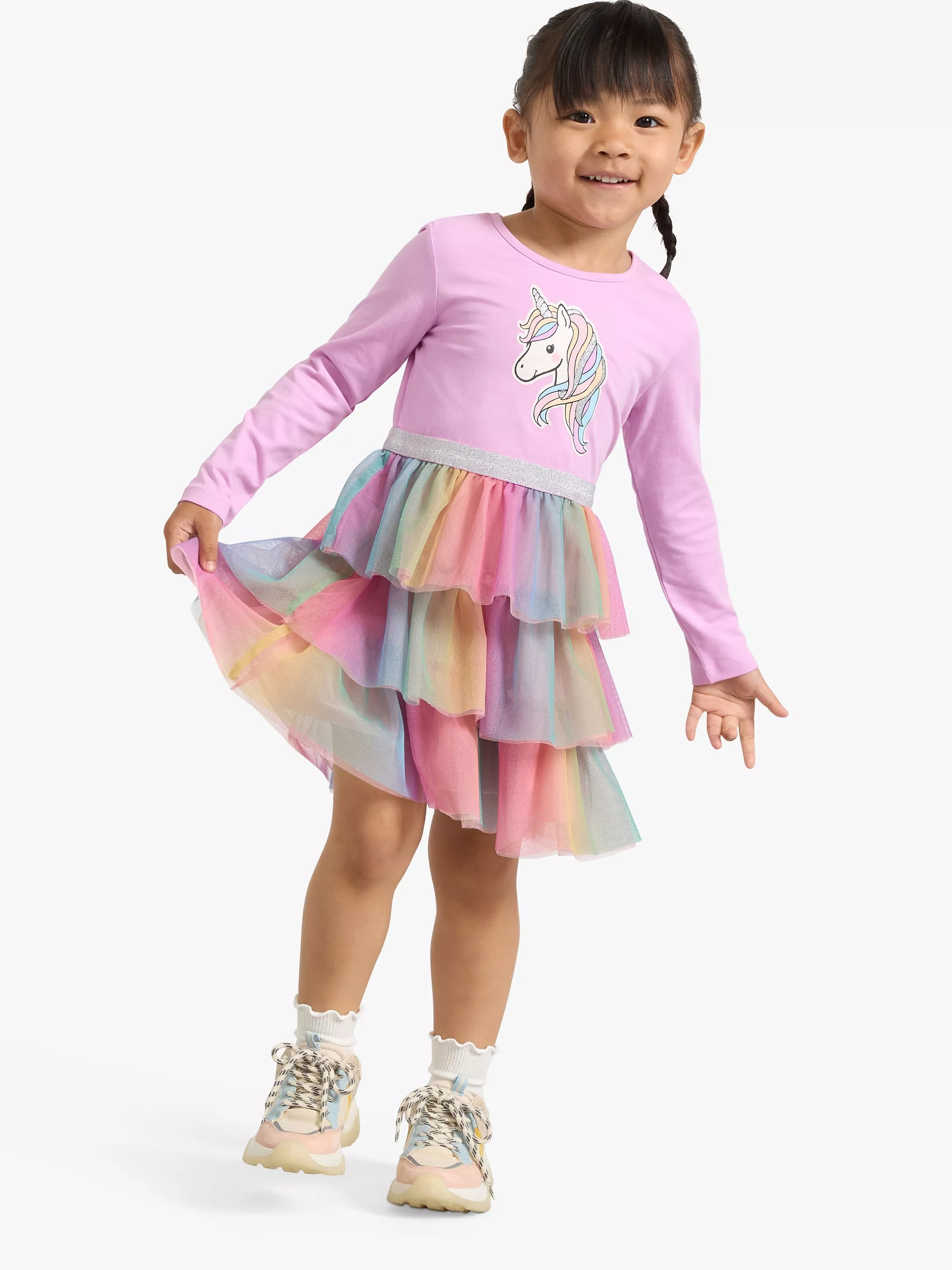 Lindex Kids' Unicorn Dress, Light Lilac