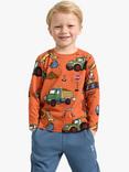 Lindex Kids' Cotton Jersey Printed Top, Dusty Orange