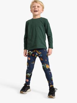 Lindex Kids' Cotton Blend Printed Leggings, Dark Blue, Dark Blue