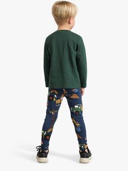 Lindex Kids' Cotton Blend Printed Leggings, Dark Blue - view 2, Dark Blue