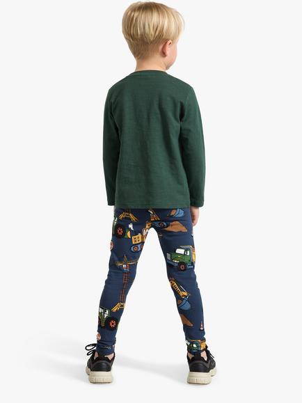 Lindex Kids' Cotton Blend Printed Leggings, Dark Blue - view 2, Dark Blue