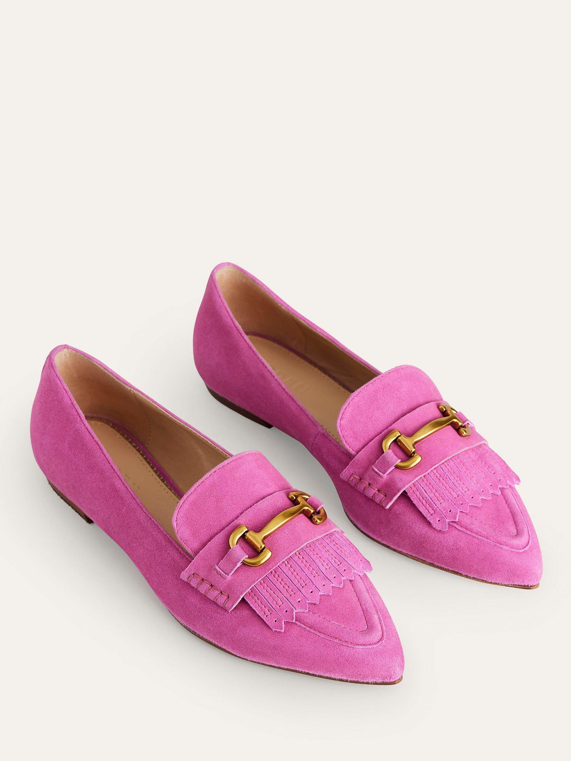 Boden Iris Ghillie Suede Pointed Loafers Pink