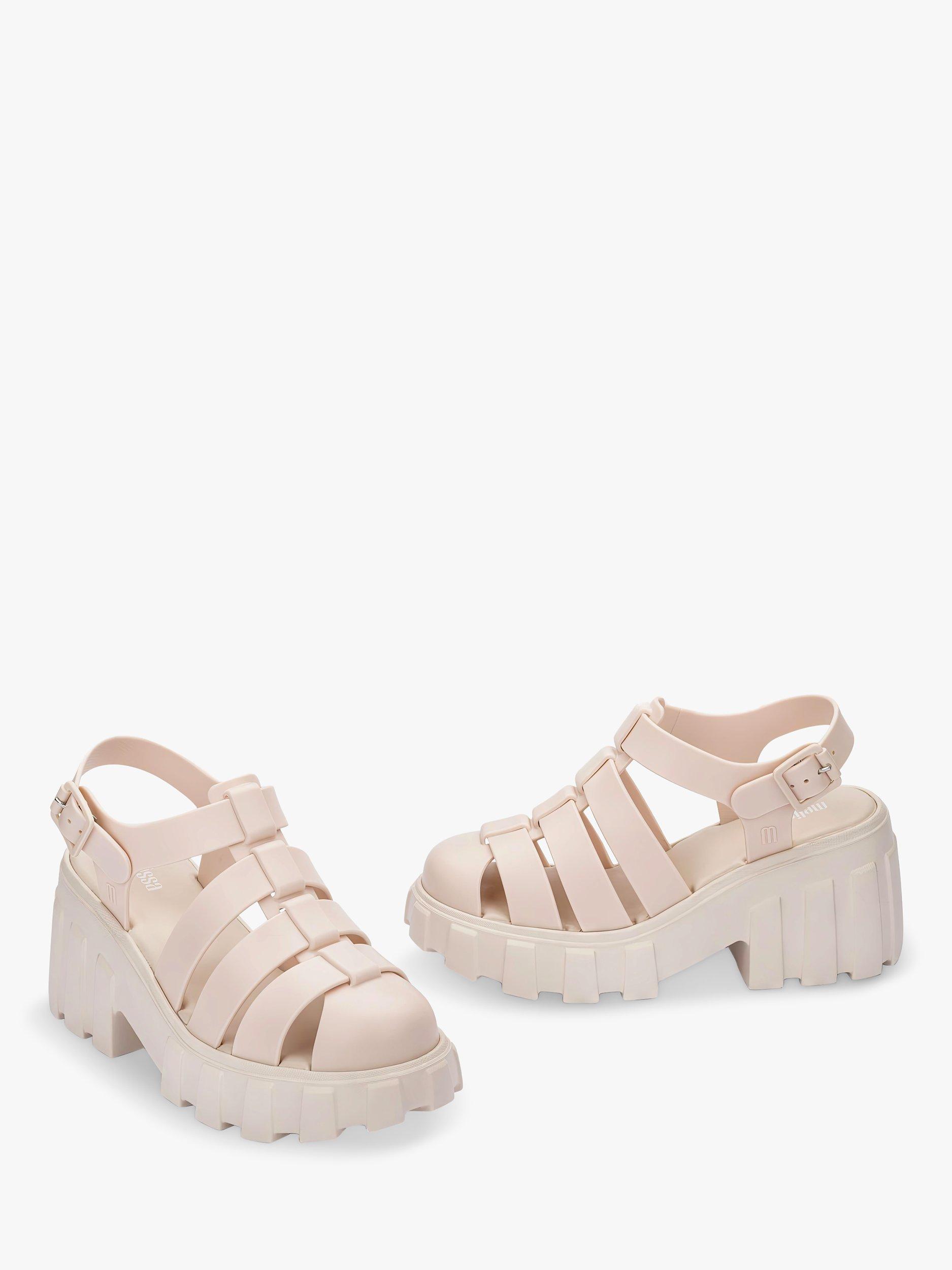 Product image 3 of 5, which shows Melissa Megan Heeled Fisherman Sandals, Beige, 3