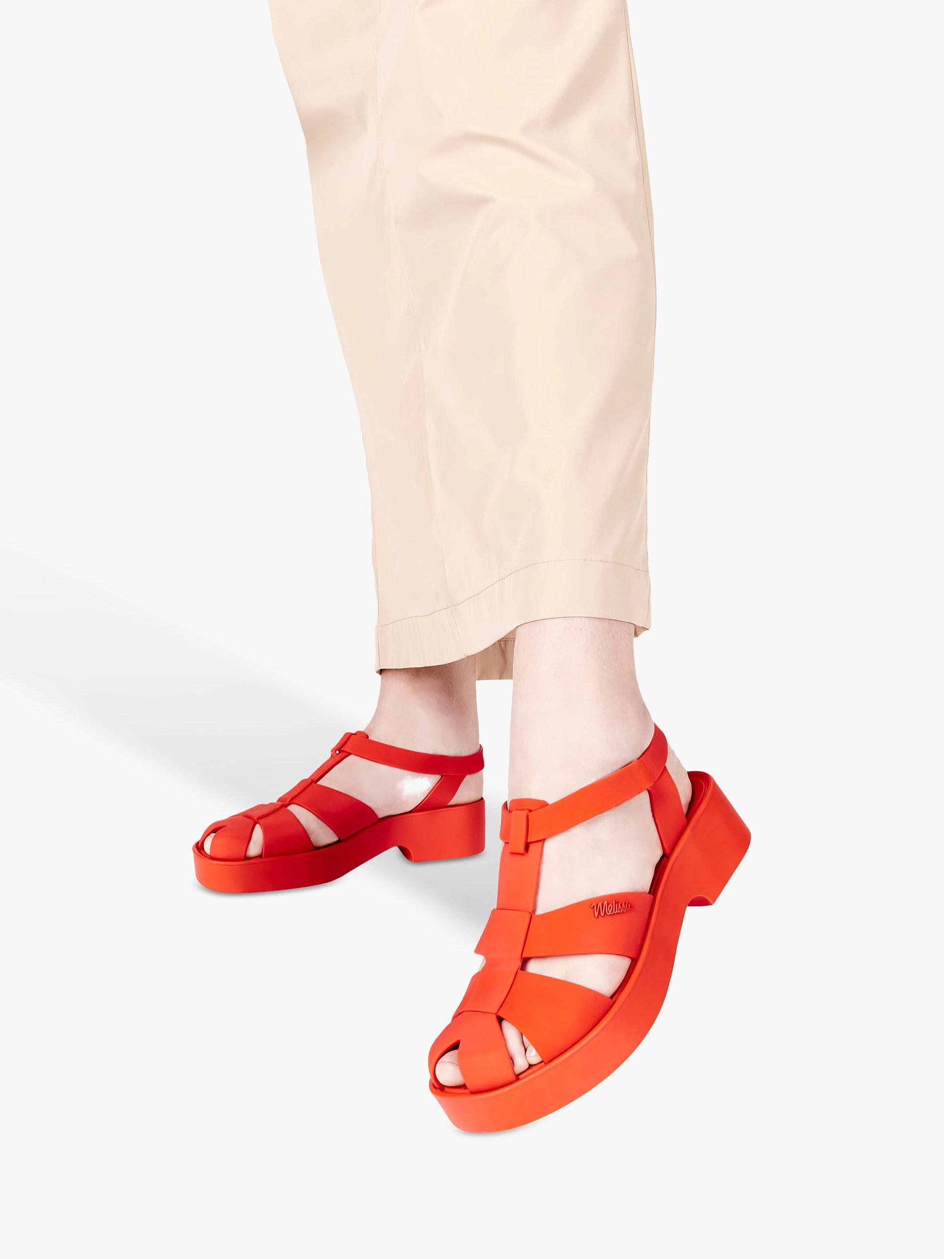 Melissa Sun Waves Platform Sandals, Red, 3
