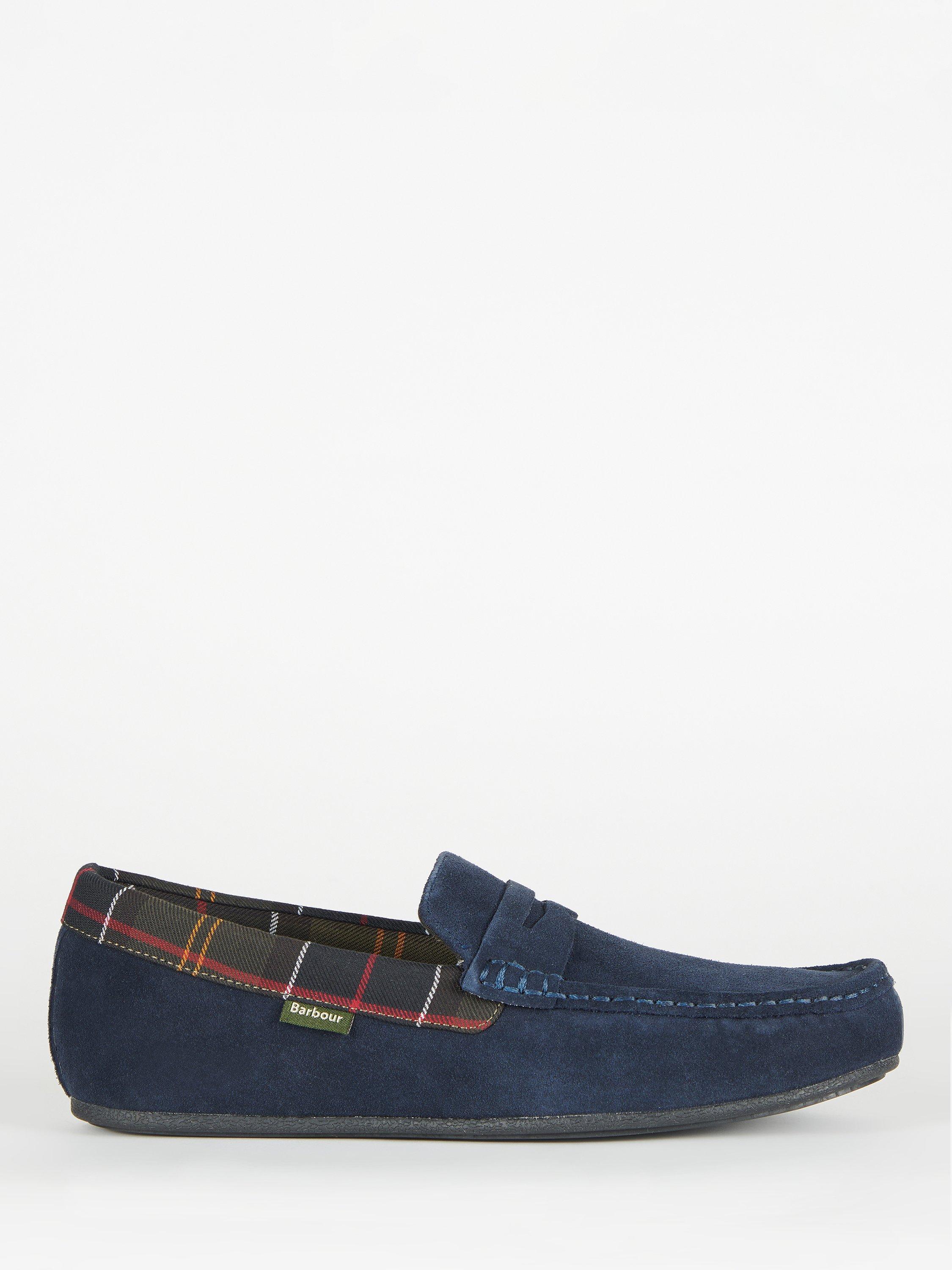 Barbour Porterfield Suede Penny Loafer Slippers Navy