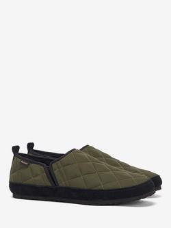 Barbour Hall Quilted Slippers, Olive - view 2, Olive