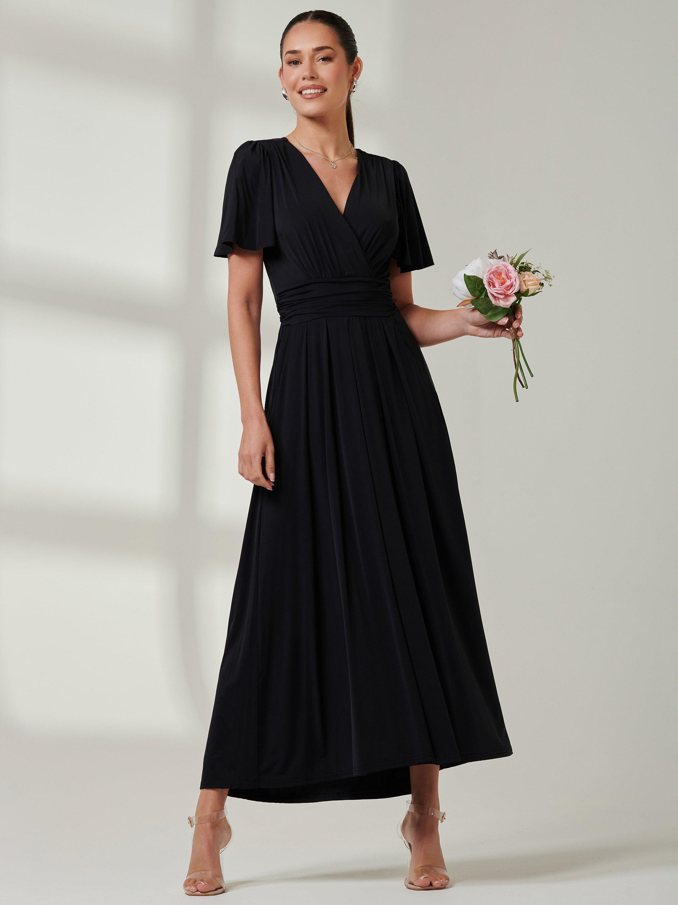 Product image 3 of 6, which shows Jolie Moi Angel Sleeve Jersey Maxi Dress, Black, 8