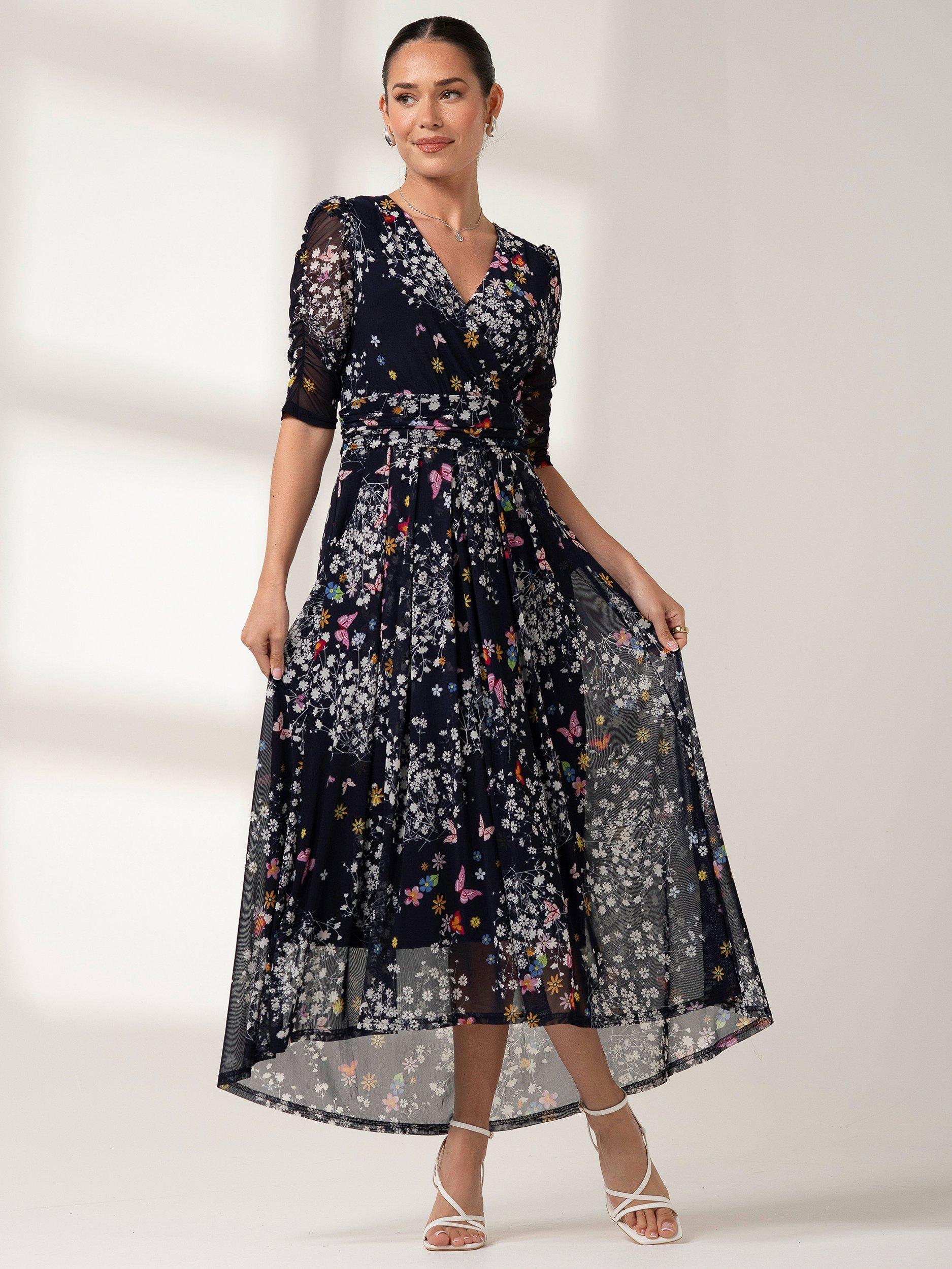Jolie Moi Dasha Mesh Maxi Dress, Navy, 8